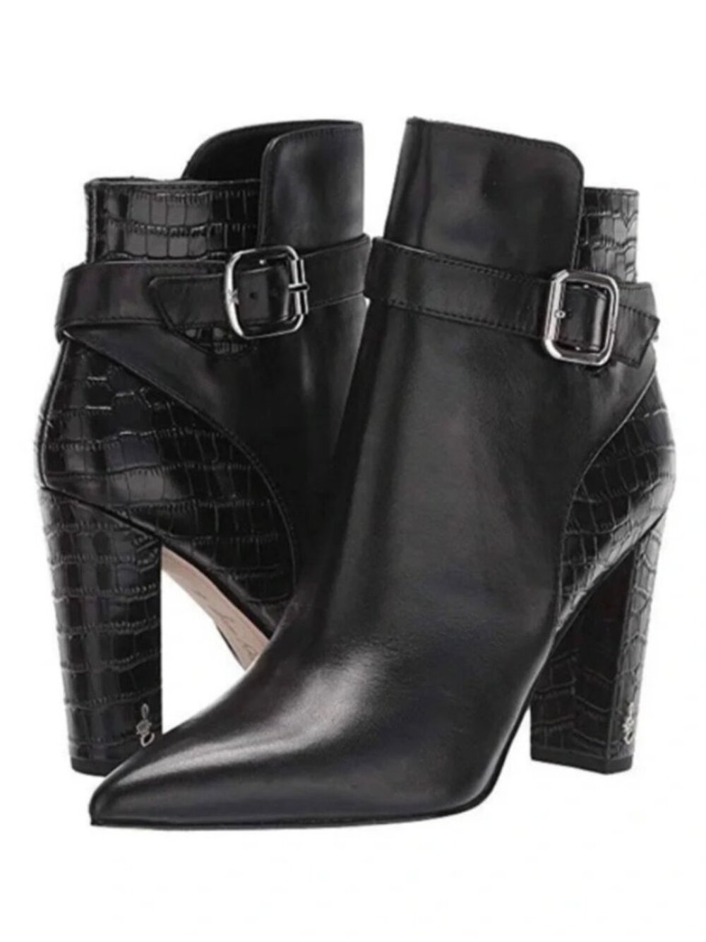 NIB SAM EDELMAN BLACK LEATHER RITA ANKLE BOOTS 7M